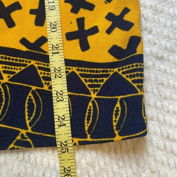 LulaRoe Cassie Blue/Yellow Geometric Print Pencil Skirt Size Large Stretchy Fabr - Picture 6 of 8